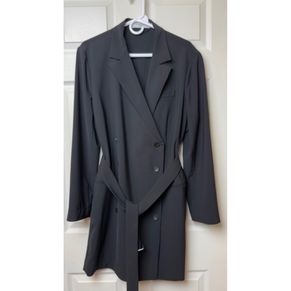 MM LaFleur Gwynne Button‎ Up Shirt Dress Black Double Breasted Size 18